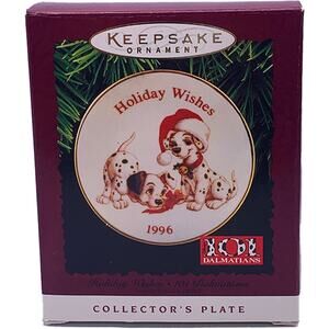 Hallmark Keepsake 1996 Disney 101 Dalmatians Christmas Wishes Ornament in Box
